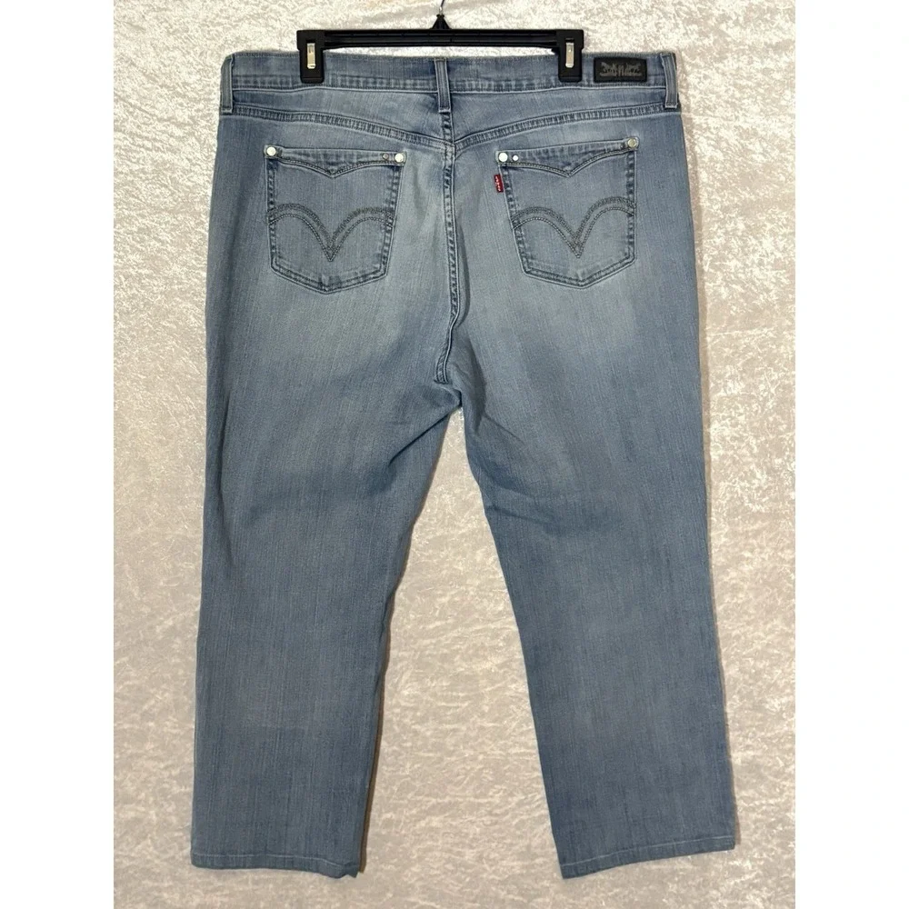 Levi's 505  Straight‎ Leg Crop  Blue Denim Jeans Medium Wash 5-Pocket Classic